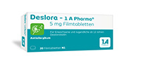 DESLORA-1A Pharma 5 mg apvalkotās tabletes, 100 gab