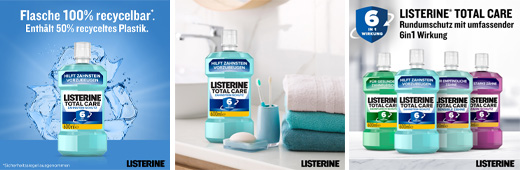 LISTERINE Total Care mutes skalojamais līdzeklis pret zobakmens veidošanos, 600 ml