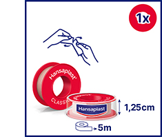HANSAPLAST Classic 1,25 cm x 5 m fiksācijas apmetums, 1 gab