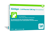 GINKGO BILOBA-1A Pharma 120 mg apvalkotās tabletes, 30 gab