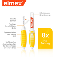 ELMEX Starpzobu birstes ISO 4 izmērs 0,7 mm, dzeltenas, 8 gab