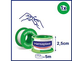 HANSAPLAST Fiksācijas apmetums Sensitive 2,5 cmx5 m, 1 gab
