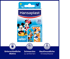 HANSAPLAST Bērnu ģipša sloksnes Mickey & Friends, 20 gab