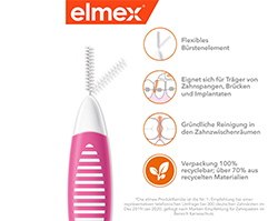 ELMEX Starpzobu birstes ISO izmērs 0 0,4 mm rozā, 8 gab