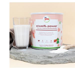 FOR YOU eiweiß power zemeņu pulveris, 750 g