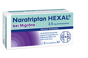 NARATRIPTAN HEXAL migrēnai 2,5 mg apvalkotās tabletes, 2 gab