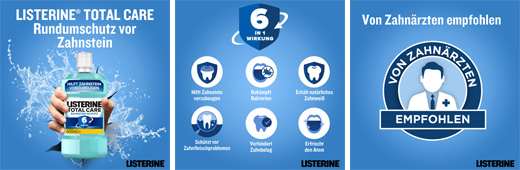 LISTERINE Total Care mutes skalojamais līdzeklis pret zobakmens veidošanos, 600 ml