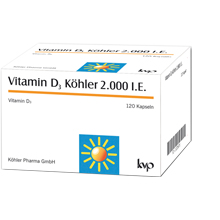 VITAMIN D3 KÖHLER 2000 I.U. kapsulas, 120 gab