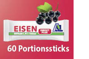 EISEN DIREKT plus C vitamīns + folskābe + B12 pulveris, 60 gab
