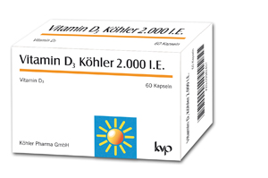 VITAMIN D3 KÖHLER 2000 I.U. kapsulas, 60 gab