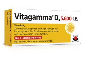 VITAGAMMA D3 5 600 I.U. D3 vitamīns NEM Tabletes, 50 gab