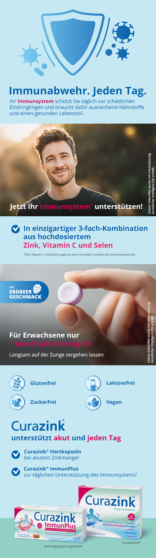 CURAZINK ImmunPlus pastilas, 20 gab