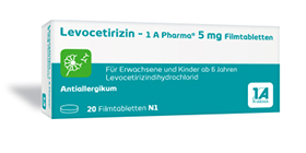 LEVOCETIRIZIN-1A Pharma 5 mg apvalkotās tabletes, 50 gab