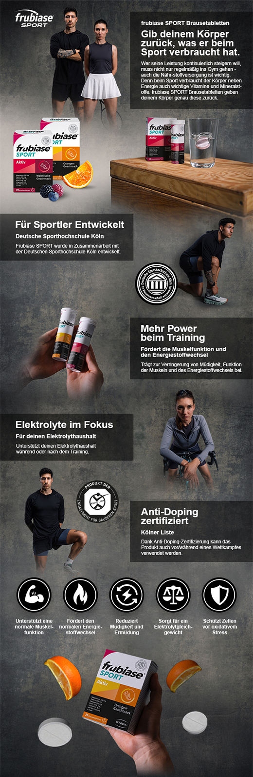 FRUBIASE SPORT Meža augļu putojošās tabletes, 20 gab