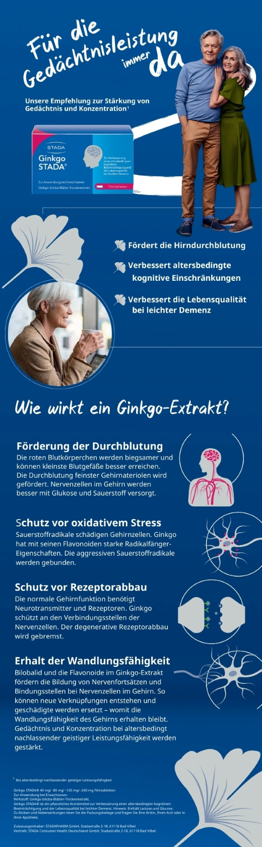 GINKGO STADA 40 mg apvalkotās tabletes, 120 gab