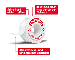 LEUKOPLAST Skin Sensitive 2,5 cmx2,6 m ar aizsarggredzenu, 1 gab