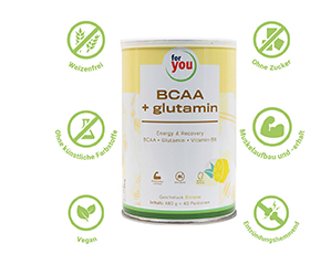 FOR YOU BCAA+glutamīns Energy & Recovery Lemon, 480 g