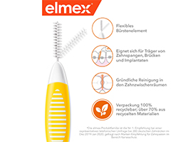 ELMEX Starpzobu birstes ISO 4 izmērs 0,7 mm, dzeltenas, 8 gab