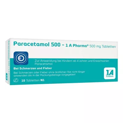 PARACETAMOL 500-1A Pharma tabletes, 10 gab