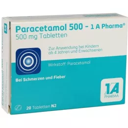 PARACETAMOL 500-1A Pharma tabletes, 20 gab