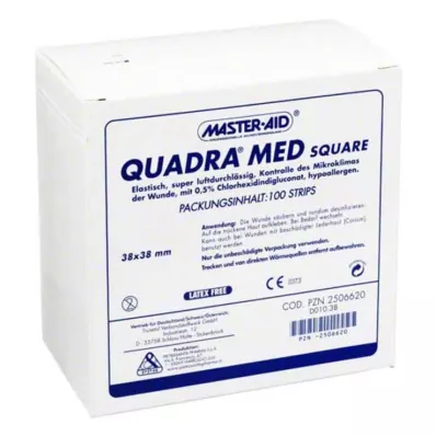 QUADRA MED kvadrātveida 38x38 mm sloksnes Master Aid, 100 gab