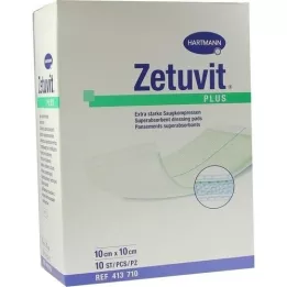 ZETUVIT Plus īpaši spēcīgs absorbējošs sterils kompress 10x10 cm, 10 gab