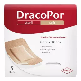 DRACOPOR Brūču pārsējs 8x10 cm, sterils, ādas krāsā, 5 gab