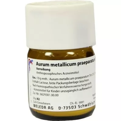 AURUM METALLICUM PRAEPARATUM D 12 Triturācija, 50 g
