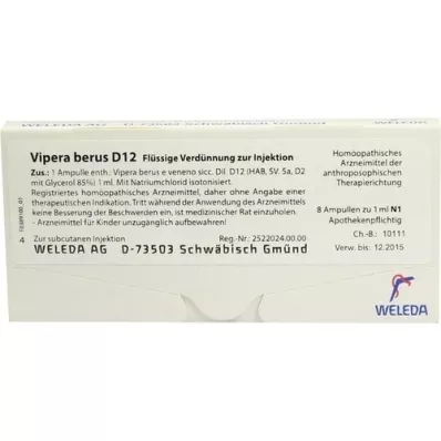 VIPERA BERUS D 12 ampulas, 8X1 ml