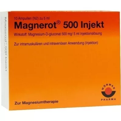 MAGNEROT 500 injekciju ampulas, 10X5 ml
