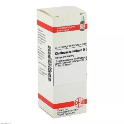CHININUM SULFURICUM D 6 atšķaidījums, 20 ml CHININUM SULFURICUM D 6 atšķaidījums, 20 ml