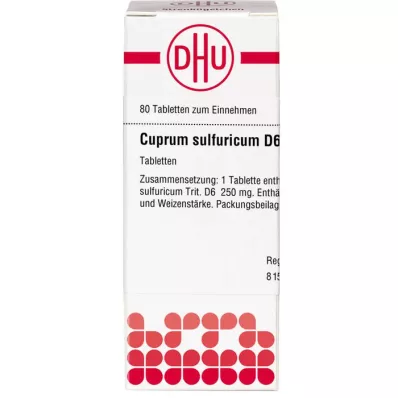 CUPRUM SULFURICUM D 6 tabletes, 80 kapsulas