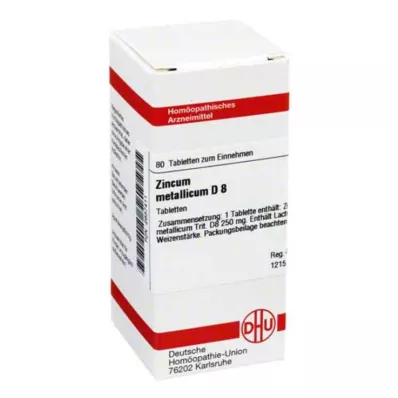 ZINCUM METALLICUM D 8 tabletes, 80 kapsulas
