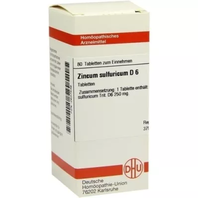 ZINCUM SULFURICUM D 6 tabletes, 80 kapsulas