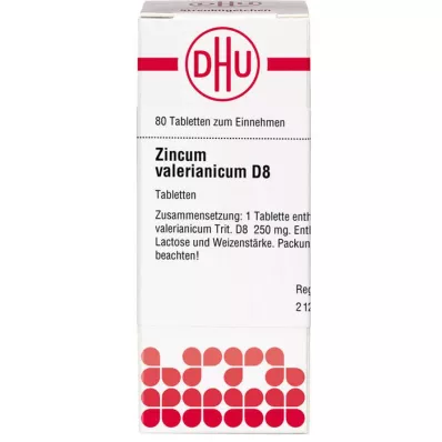 ZINCUM VALERIANICUM D 8 tabletes, 80 kapsulas