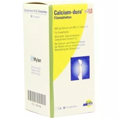 CALCIUM DURA Vit D3 apvalkotās tabletes, 50 gab