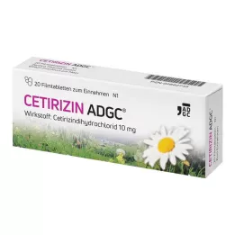CETIRIZIN ADGC Filmē apvalkotās tabletes, 20 gab