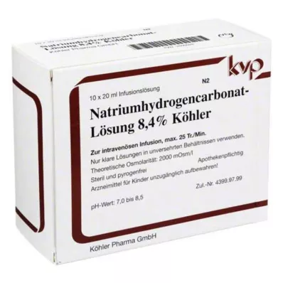 NATRIUMHYDROGENCARBONAT-Köhler 8,4% šķīdums, 10X20 ml NATRIUMHYDROGENCARBONAT-Köhler 8,4% šķīdums, 10X20 ml