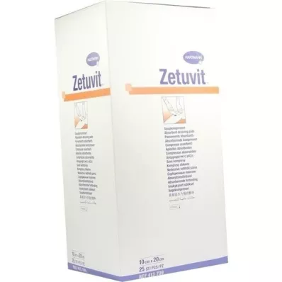 ZETUVIT Absorbējošie spilventiņi sterili 10x20 cm, 25 gab