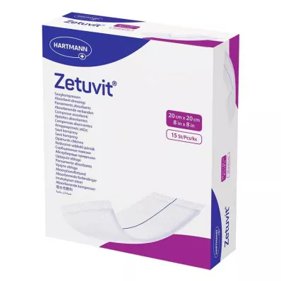 ZETUVIT Sūkšanas kompreses sterilas 20x20 cm, 15 gab