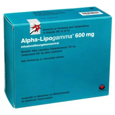 ALPHA-LIPOGAMMA 600 mg infūziju šķīduma koncentrāts, 10X24 ml ALPHA-LIPOGAMMA 600 mg infūziju šķīduma koncentrāts, 10X24 ml