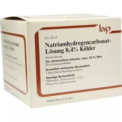 NATRIUMHYDROGENCARBONAT-Köhler 8,4% šķīdums, 25X20 ml