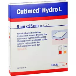 CUTIMED Hydro L hidrokoloīdais pārsējs plāns 5x25 cm, 12 gab