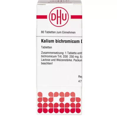 KALIUM BICHROMICUM D 30 tabletes, 80 kapsulas