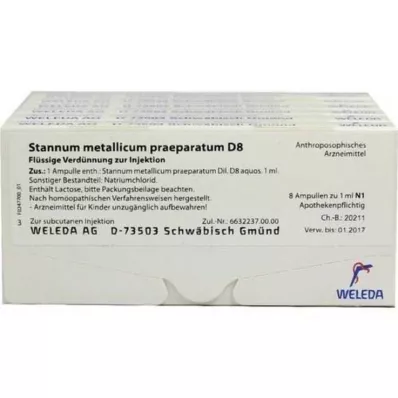 STANNUM METALLICUM praeparatum D 8 ampulas, 48X1 ml STANNUM METALLICUM praeparatum D 8 ampulas, 48X1 ml