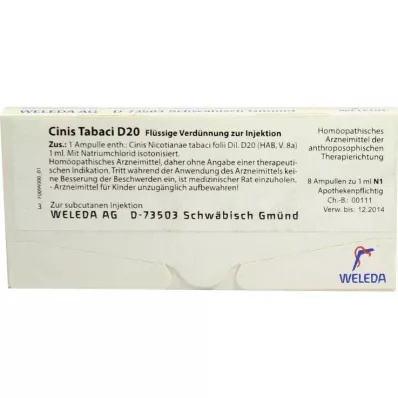 CINIS TABACI D 20 ampulas, 8X1 ml CINIS TABACI D 20 ampulas, 8X1 ml