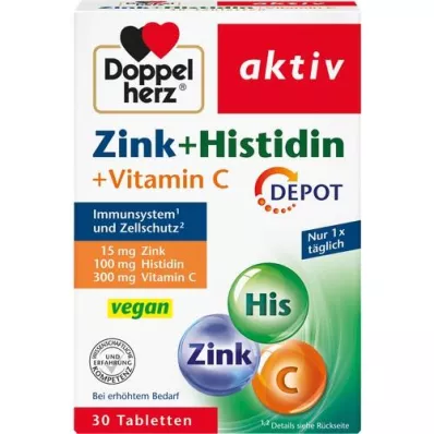 DOPPELHERZ Zinc+Histidine Depot tabletes aktīvās, 30 gab