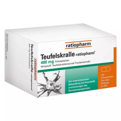 TEUFELSKRALLE-RATIOPHARM Filmē apvalkotās tabletes, 200 gab TEUFELSKRALLE-RATIOPHARM Filmē apvalkotās tabletes, 200 gab