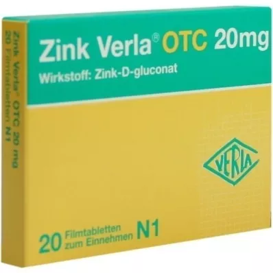 ZINK VERLA OTC 20 mg apvalkotās tabletes, 20 gab