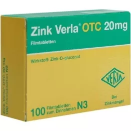 ZINK VERLA OTC 20 mg apvalkotās tabletes, 100 gab